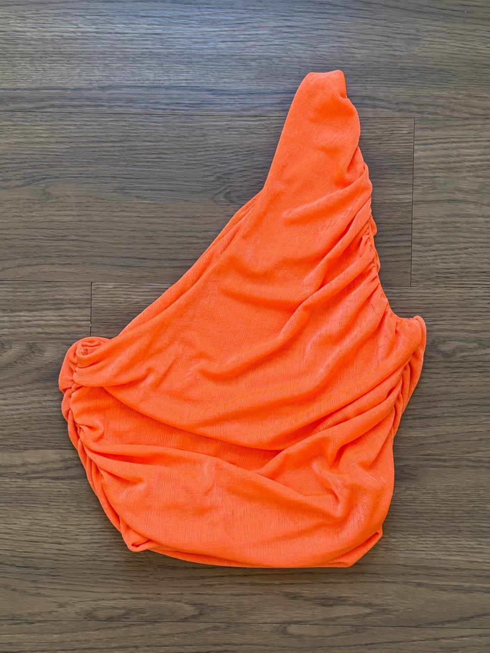Neon orange cropped rouched top